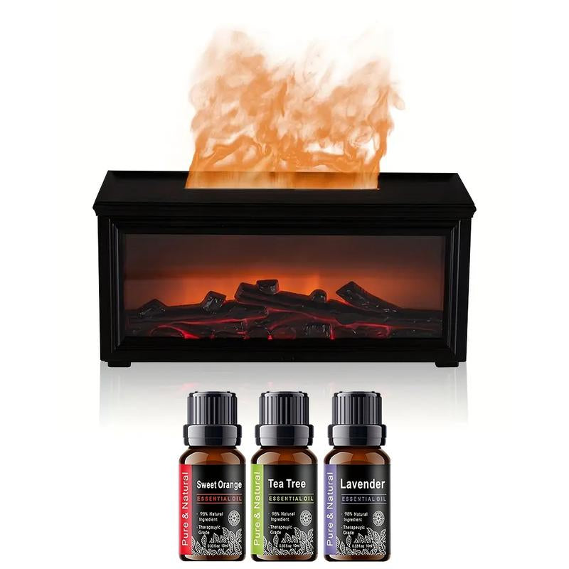 300Ml Colorful Fireplace Flame Humidifier Aromatherapy Diffuser with Remote Control 7 LED Lights Essential Oil Scent Air Purifier Waterless Auto-Off for Home Bedroom Office Usbcapacity Multiple Colors Timer