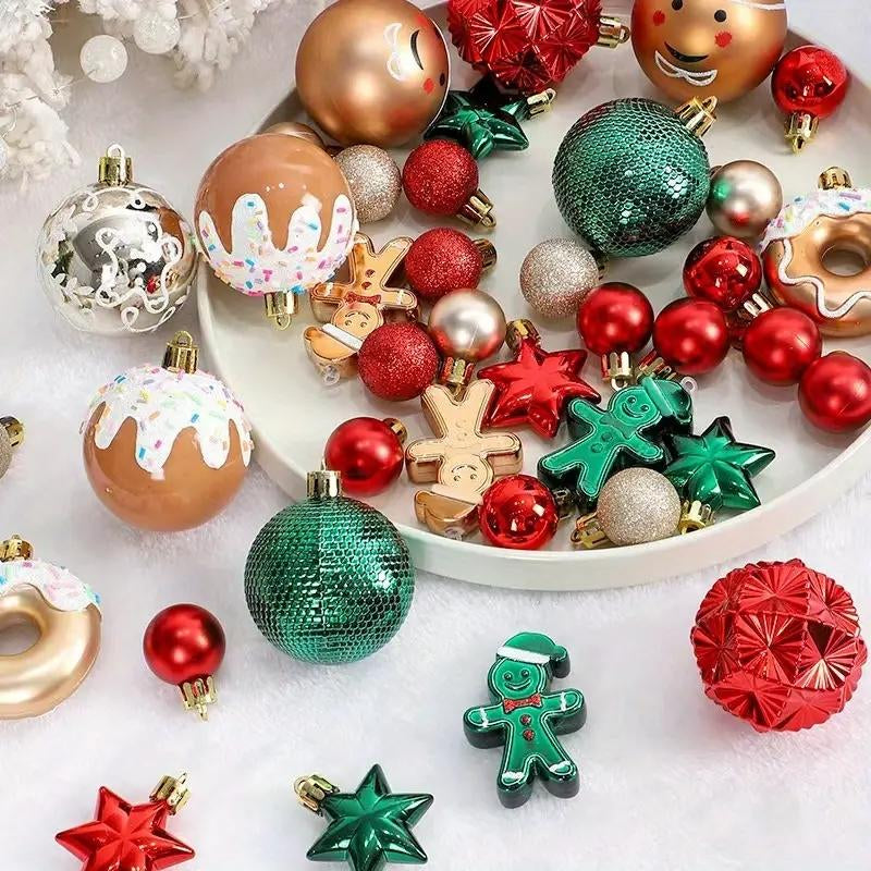 42Pcs Christmas Decoration Set, Hand-Painted and Gingerbread Men, Ornaments, Stars & Tree Decorations for Festive Season
