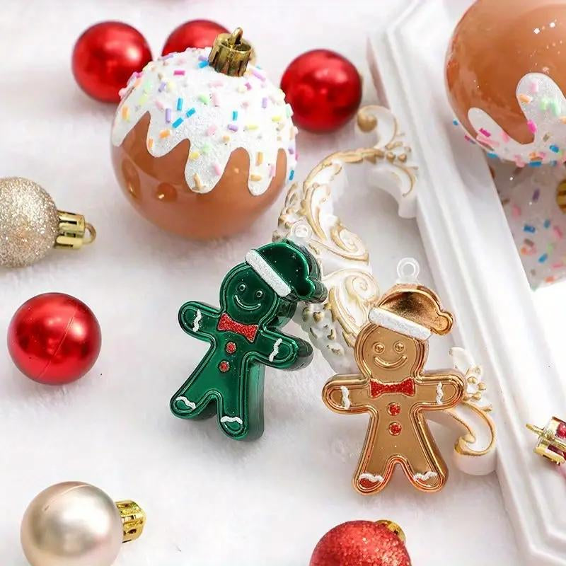 42Pcs Christmas Decoration Set, Hand-Painted and Gingerbread Men, Ornaments, Stars & Tree Decorations for Festive Season