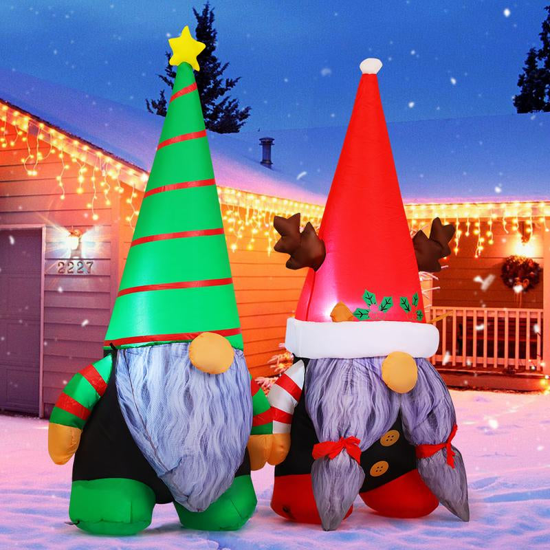 Christmas Inflatable Outdoor Decoration 5.4 FT Gnomes with Built-In Leds for Indoor Outdoor Patio Lawn Birthday Party Xmas Gift - Lights
