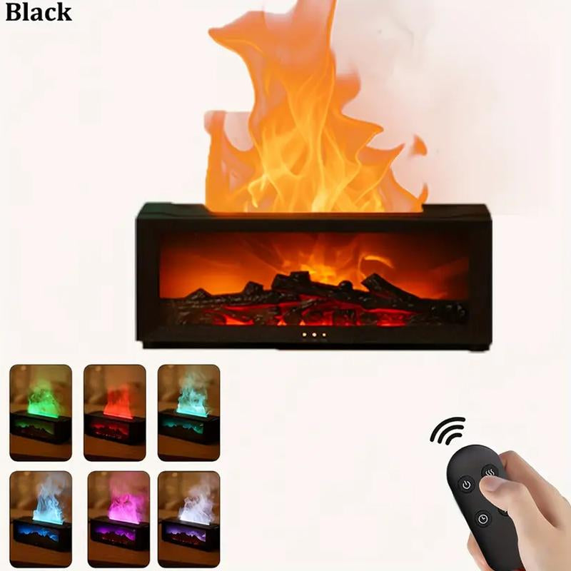 300Ml Colorful Fireplace Flame Humidifier Aromatherapy Diffuser with Remote Control 7 LED Lights Essential Oil Scent Air Purifier Waterless Auto-Off for Home Bedroom Office Usbcapacity Multiple Colors Timer